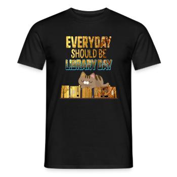 Everyday Should Be Library Day Cute Cat Kitten - Men's T-Shirt - black - Front - AI Model Male 178 light (178cm)