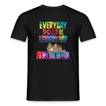 Everyday Should Be Library Day Cute Cat Kitten - Men's T-Shirt - black - Front - AI Model Male 178 light (178cm)