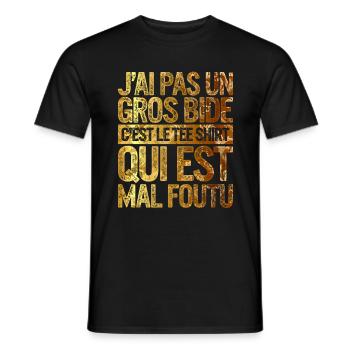 Je n'ai pas un gros bide, c'est la chemise qui ne - T-shirt homme - noir - Devant - AI Model Male 178 light (178cm)