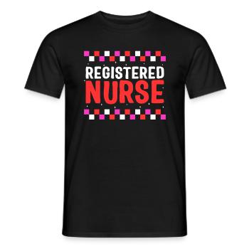 Chemise d’infirmière, tee-shirt d’infirmière autorisée, soins de santé - T-shirt homme - noir - Devant - AI Model Male 178 light (178cm)