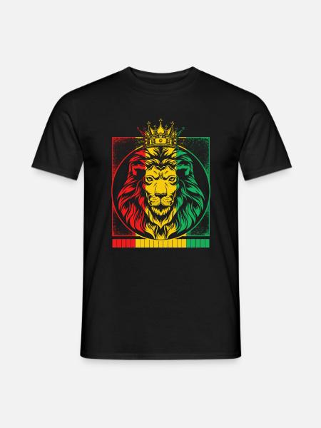 Rastafari Shirt, Rasta Lion Of Judah Rastafarian - Männer T-Shirt - Schwarz