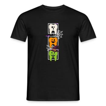 Halloween Shirt, Teeth Ghost Pumpkin Witch - Men's T-Shirt - black - Front - AI Model Male 178 light (178cm)