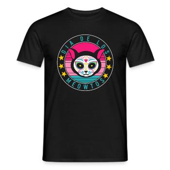 Chemise Dia de los Muertos, Meowtos Cat Sugar Skull - T-shirt homme - noir - Devant - AI Model Male 178 light (178cm)