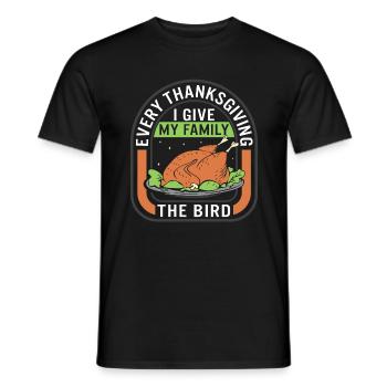 Thanksgiving Shirt, I Give My Family The Bird - Men's T-Shirt - black - Front - AI Model Male 178 light (178cm)