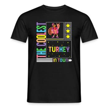 Chemise de Thanksgiving, la dinde la plus cool de la ville - T-shirt homme - noir - Devant - AI Model Male 178 light (178cm)