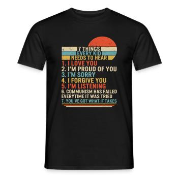 Chemise socialiste, 7 choses que chaque enfant a besoin d’entendre - T-shirt homme - noir - Devant - AI Model Male 178 light (178cm)