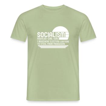 Chemise socialiste, définition du nom socialiste tee, - T-shirt homme - vert sauge - Devant - AI Model Male 178 light (178cm)