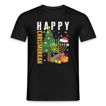 Chemise de Noël, Happy Chrismukkah Cute Tee, - T-shirt homme - noir - Devant - AI Model Male 178 light (178cm)
