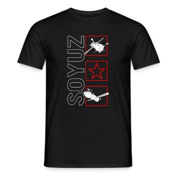 Communism Shirt, Soyuz Spacecraft Rocket Soviet - Men's T-Shirt - black - Front - AI Model Male 178 light (178cm)
