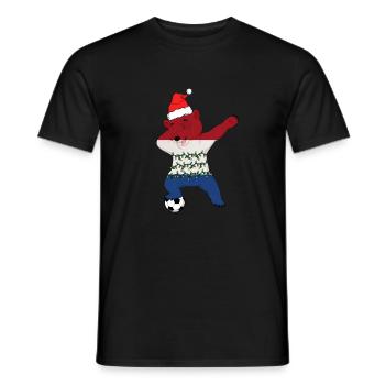 Fußballjunge Dabbing Eisbär Weihnachtsmütze - Männer T-Shirt - Schwarz - Vorne - AI Model Male 178 light (178cm)