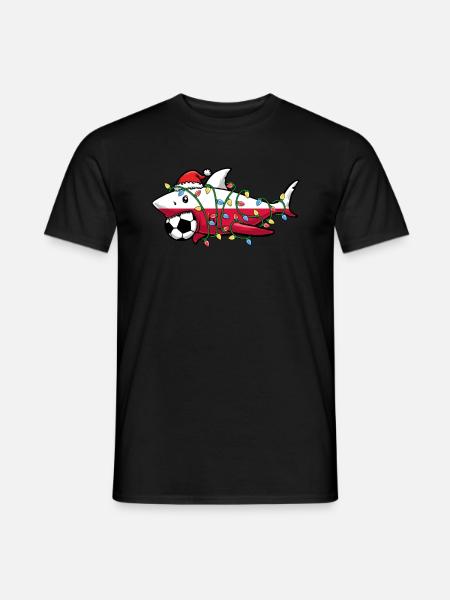 Weihnachtstrikot, Santa Shark Fußballtrikot - Männer T-Shirt - Schwarz