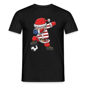 Soccer Boy Dabbing Santa Christmas Jersey United - Männer T-Shirt - Schwarz - Vorne - AI Model Male 178 light (178cm)