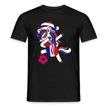 Soccer Girl Dabbing Unicorn Christmas Hat Scarf - Men's T-Shirt - black - Front - AI Model Male 178 light (178cm)