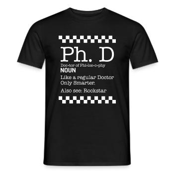 PHD Shirt, Ph.D Definition Noun Funny Doctorate - Men's T-Shirt - black - Front - AI Model Male 178 light (178cm)