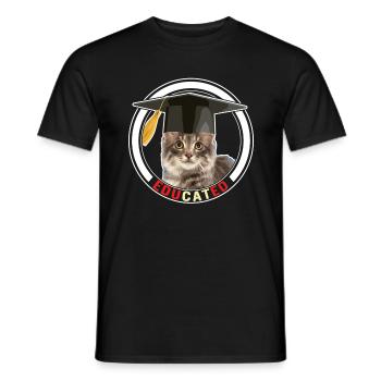 Graduation Shirt, Educated Cat Graduation Cap - Men's T-Shirt - black - Front - AI Model Male 178 light (178cm)