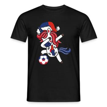 Soccer Girl Dabbing Unicorn Christmas Hat Scarf - Men's T-Shirt - black - Front - AI Model Male 178 light (178cm)