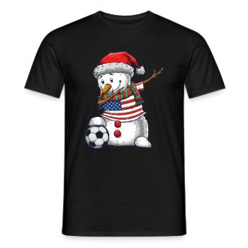 Soccer Boy Dabbing Snowman Weihnachtstrikot - Männer T-Shirt - Schwarz - Vorne - AI Model Male 178 light (178cm)