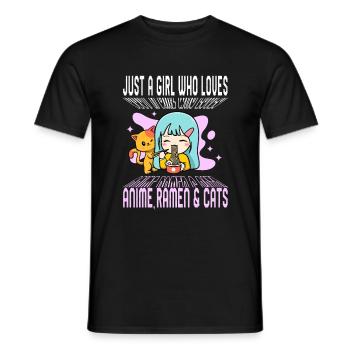Chemise d’anime, juste une fille qui aime les ramen d’anime - T-shirt homme - noir - Devant - AI Model Male 178 light (178cm)
