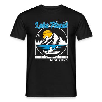 Lake Shirt, Lake Placid New York Kayak Retro Tee, - Men's T-Shirt - black - Front - AI Model Male 178 light (178cm)