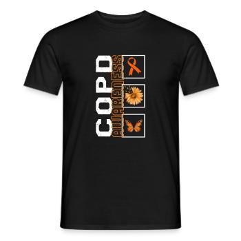Chemise de sensibilisation à la MPOC, ruban orange sur la MPOC - T-shirt homme - noir - Devant - AI Model Male 178 light (178cm)