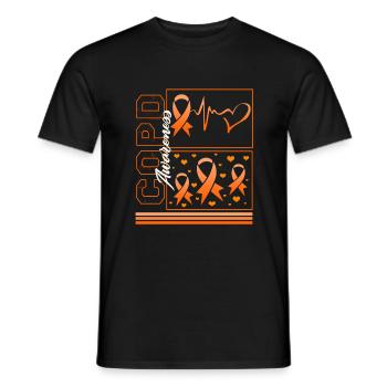 Chemise de sensibilisation à la MPOC, tee-shirt à ruban Orange Heartbeat - T-shirt homme - noir - Devant - AI Model Male 178 light (178cm)