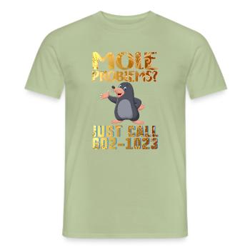 Les problèmes de taupe de jour appellent simplement Avogadro’s - T-shirt homme - vert sauge - Devant - AI Model Male 178 light (178cm)