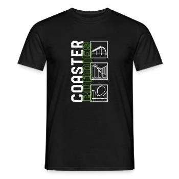 Achterbahnhemd, Untersetzer Buddies Funny Tee, - Männer T-Shirt - Schwarz - Vorne - AI Model Male 178 light (178cm)