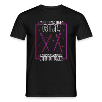 Acupuncture Fille Chemise rétro, Aiguille Femmes - T-shirt homme - noir - Devant - AI Model Male 178 light (178cm)