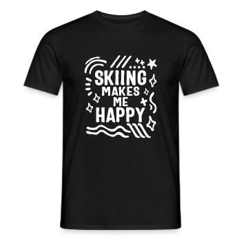 Skishirt, Skifahren macht mich glücklich Tee, Skifahren - Männer T-Shirt - Schwarz - Vorne - AI Model Male 178 light (178cm)