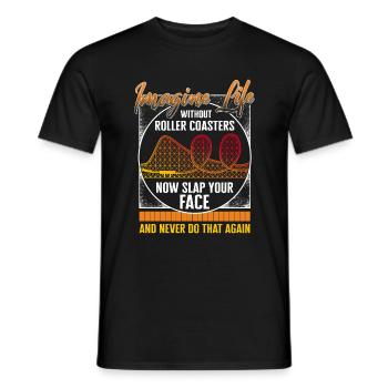 Chemise Rollercoaster, Imaginez la vie sans roller - T-shirt homme - noir - Devant - AI Model Male 178 light (178cm)