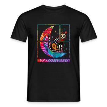 Dia De Los Muertos Hemd, Katze und Mond Zucker - Männer T-Shirt - Schwarz - Vorne - AI Model Male 178 light (178cm)