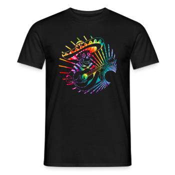 Chemise Dia de los Muertos, Charro Mariachi mexicain - T-shirt homme - noir - Devant - AI Model Male 178 light (178cm)