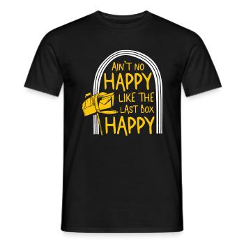 Mailman Shirt, Ain’t No Happy Like Last Box Tee, - T-shirt homme - noir - Devant - AI Model Male 178 light (178cm)