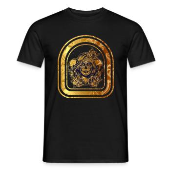 Chemise Dia de los Muertos, Crânes de Sucre Floral - T-shirt homme - noir - Devant - AI Model Male 178 light (178cm)