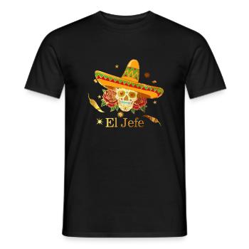 El Jefe El Dia de Los Muertos Day of the Dead - Men's T-Shirt - black - Front - AI Model Male 178 light (178cm)