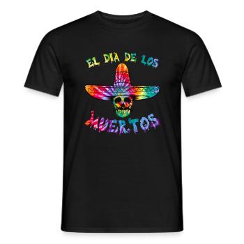El Dia de Los Muertos Day of the Dead Sugar Skull - Men's T-Shirt - black - Front - AI Model Male 178 light (178cm)