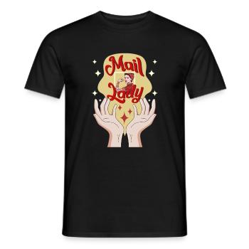 Mailman Shirt, Mail Lady Stamp Tee, Cute Mail - T-shirt homme - noir - Devant - AI Model Male 178 light (178cm)