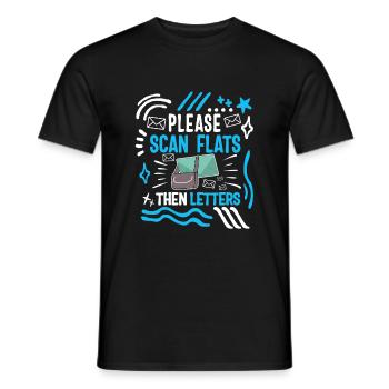 Mailman Shirt, s’il vous plaît scanner les plats puis les lettres tee - T-shirt homme - noir - Devant - AI Model Male 178 light (178cm)