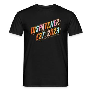 Dispatcher Shirt, Dispatcher Est 2023 Tee, - Men's T-Shirt - black - Front - AI Model Male 178 light (178cm)