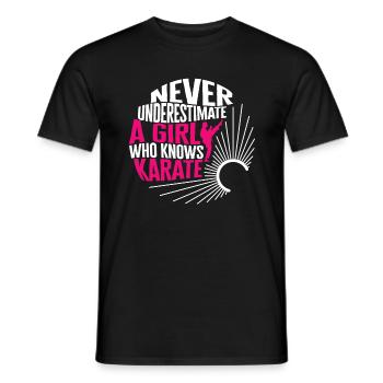 Karate Shirt, Never Underestimate A Girl Tee, - Men's T-Shirt - black - Front - AI Model Male 178 light (178cm)