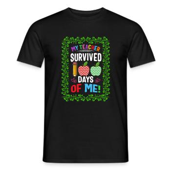 Schulhemd, mein Lehrer überlebte 100 Tage von mir - Männer T-Shirt - Schwarz - Vorne - AI Model Male 178 light (178cm)