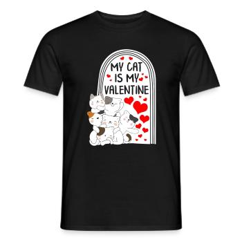 Chemise de Saint-Valentin, mon chat est mon chat de Saint-Valentin - T-shirt homme - noir - Devant - AI Model Male 178 light (178cm)