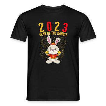 Chinesisches Tierkreishemd, 2023 Jahr des Kaninchen-T-Shirts - Männer T-Shirt - Schwarz - Vorne - AI Model Male 178 light (178cm)