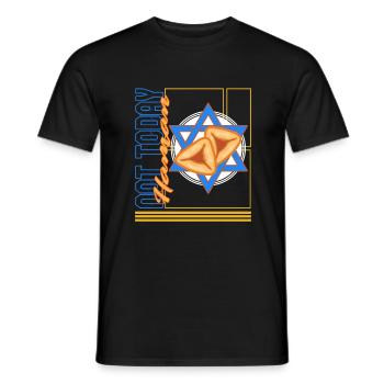 Purim Shirt, Not Today Haman Hamantash Tee, - Men's T-Shirt - black - Front - AI Model Male 178 light (178cm)