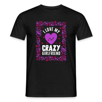 Chemise Saint-Valentin, j’aime ma petite amie folle - T-shirt homme - noir - Devant - AI Model Male 178 light (178cm)