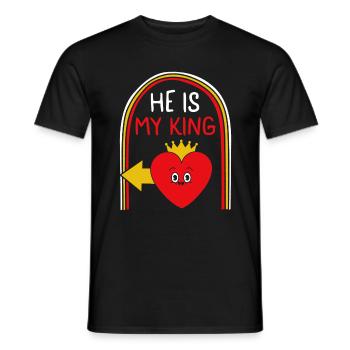 Valentines Shirt, He Is My King Heart Crown Tee, - Men's T-Shirt - black - Front - AI Model Male 178 light (178cm)