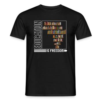 Black Lives Matter Shirt, Education Is Freedom - Men's T-Shirt - black - Front - AI Model Male 178 light (178cm)