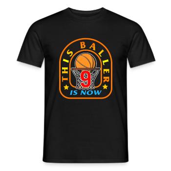 JHUNPRIX THIS BALLER IS NOW 9 - Men's T-Shirt - black - Front - AI Model Male 178 light (178cm)