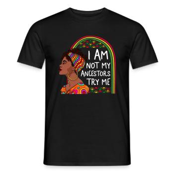 Chemise Black Lives Matter, je ne suis pas mes ancêtres - T-shirt homme - noir - Devant - AI Model Male 178 light (178cm)