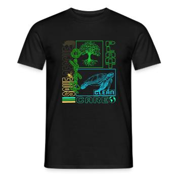 Earth Shirt, Save Rescue Recycle Plant Clean Care - T-shirt homme - noir - Devant - AI Model Male 178 light (178cm)